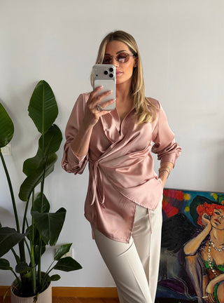 Camicia raso (rosa,beige)