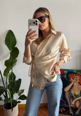 Camicia raso (rosa,beige)