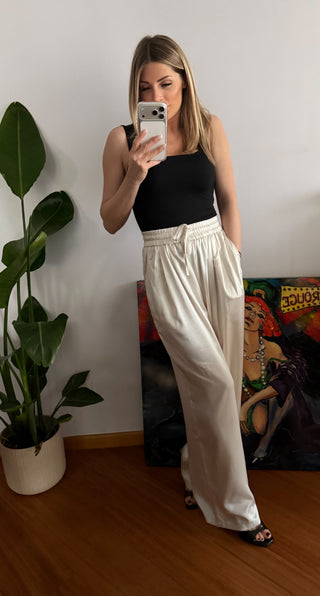 Pantalone morbido raso (bianco,grigio,nero)