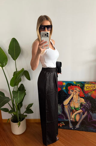 Pantalone morbido raso (bianco,grigio,nero)