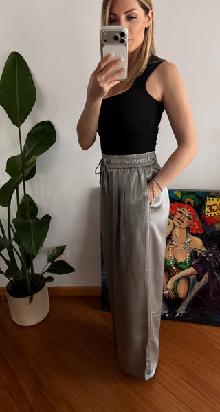 Pantalone morbido raso (bianco,grigio,nero)