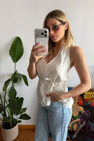 Maglia Flora (bianco,blu,beige)
