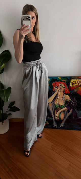 Pantalone morbido raso (bianco,grigio,nero)