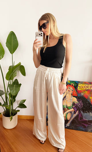 Pantalone morbido raso (bianco,grigio,nero)