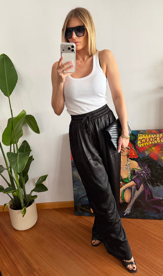 Pantalone morbido raso (bianco,grigio,nero)